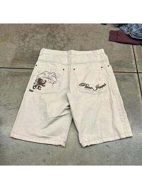 vintage paco jeans beige and brown relaxed baggy fit jean shorts jorts size 36